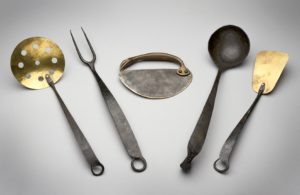 "Kitchen Utensils (Chopper, Fork, Ladle, Skimmer, Spatula)" Ivan Bailey Iron